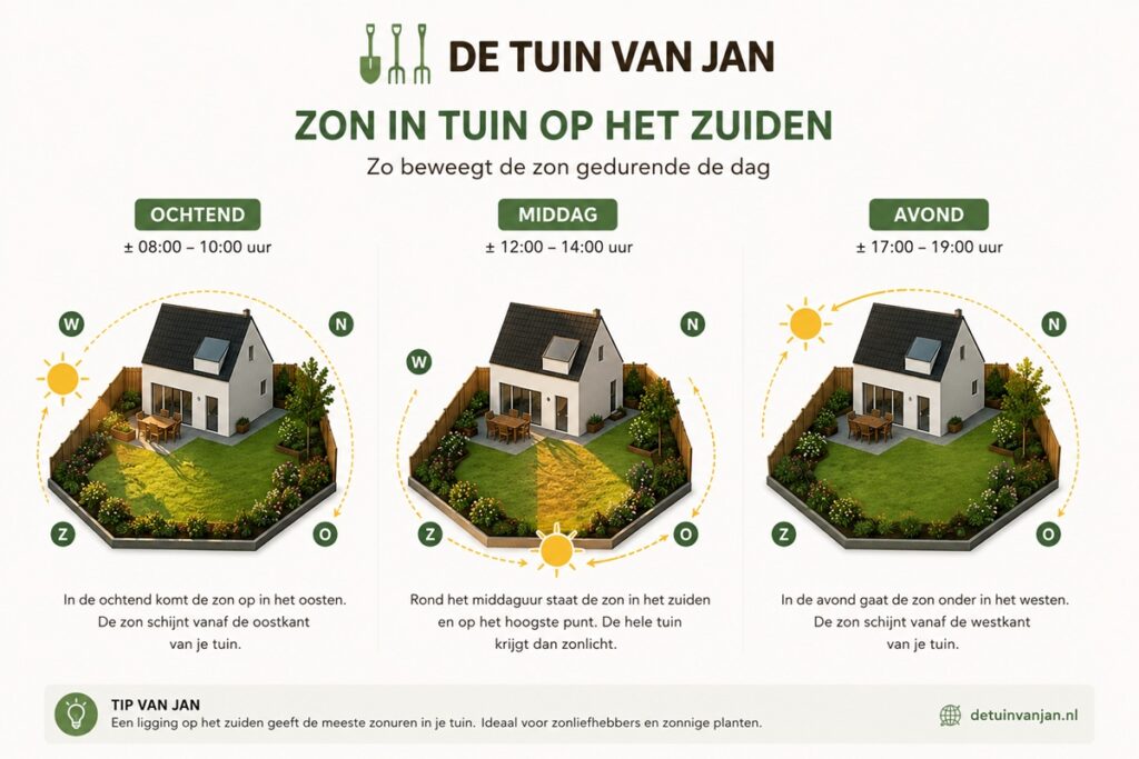 Zon in tuin op het zuiden